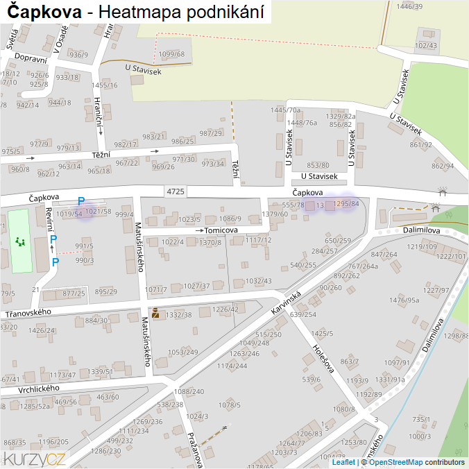 Mapa Čapkova - Firmy v ulici.
