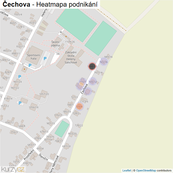 Mapa Čechova - Firmy v ulici.