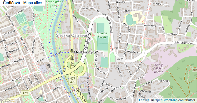 Čedičová - mapa ulice