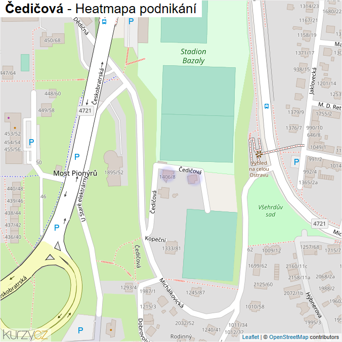 Mapa Čedičová - Firmy v ulici.