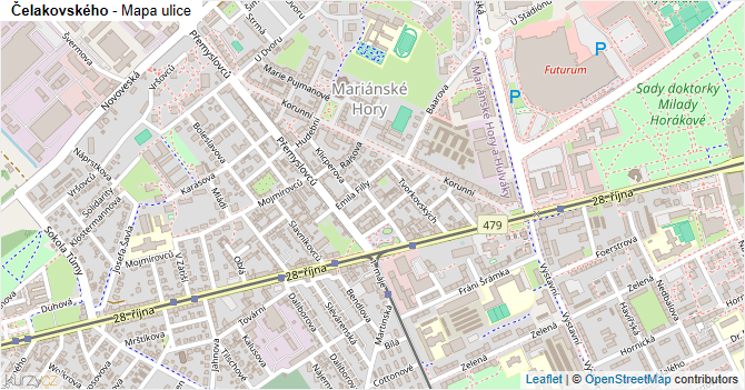Čelakovského - mapa ulice