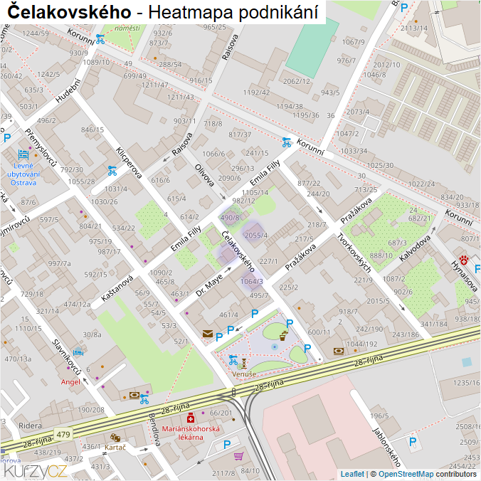 Mapa Čelakovského - Firmy v ulici.