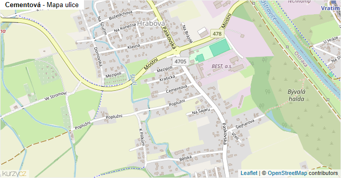 Cementová - mapa ulice