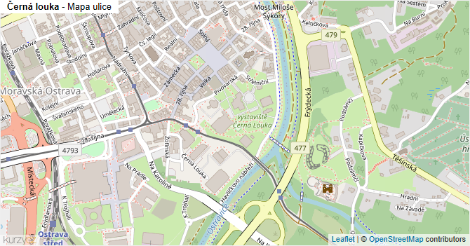 Černá louka - mapa ulice