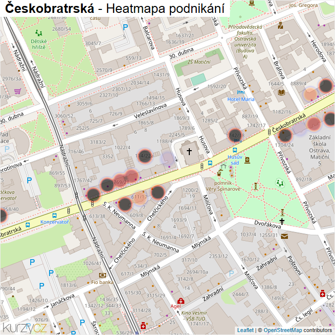 Mapa Českobratrská - Firmy v ulici.