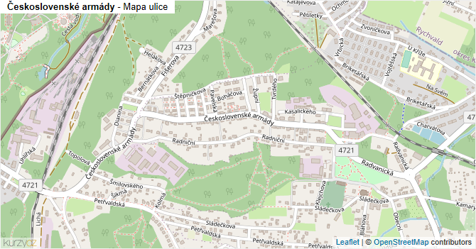 Československé armády - mapa ulice