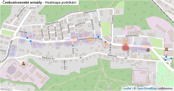 Československé armády - mapa podnikání