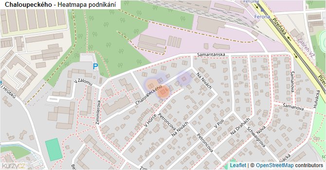 Chaloupeckého - mapa podnikání