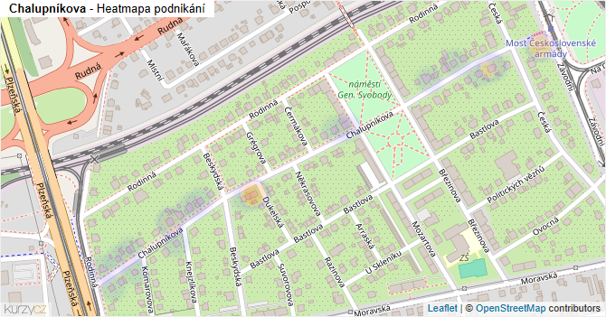 Chalupníkova - mapa podnikání