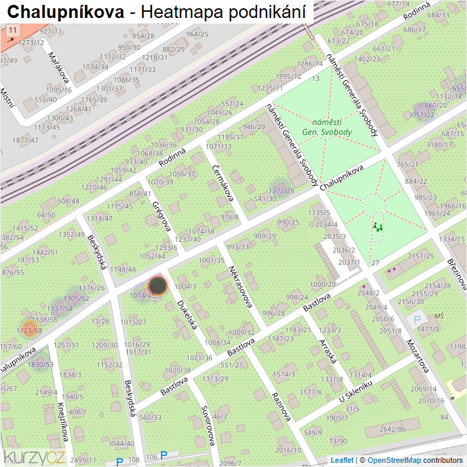 Mapa Chalupníkova - Firmy v ulici.