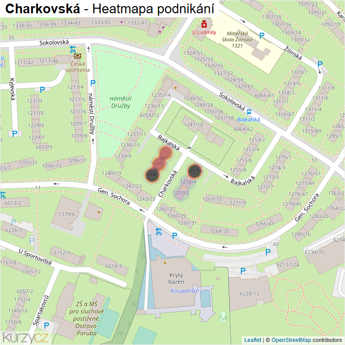 Mapa Charkovská - Firmy v ulici.