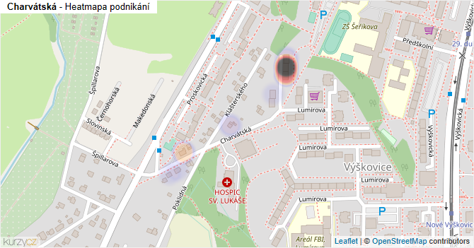 Charvátská - mapa podnikání
