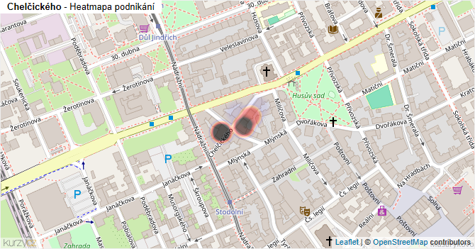 Chelčického - mapa podnikání