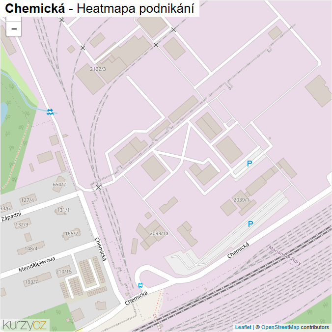 Mapa Chemická - Firmy v ulici.