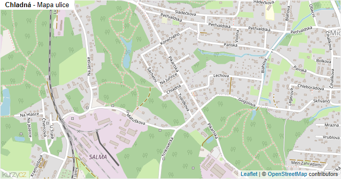Chladná - mapa ulice