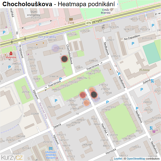 Mapa Chocholouškova - Firmy v ulici.