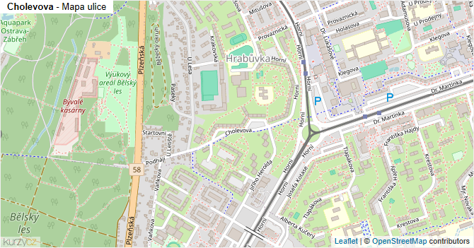 Cholevova - mapa ulice