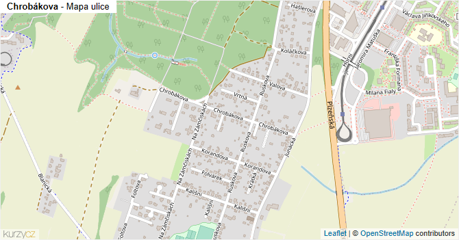Chrobákova - mapa ulice