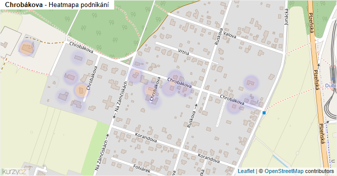 Chrobákova - mapa podnikání