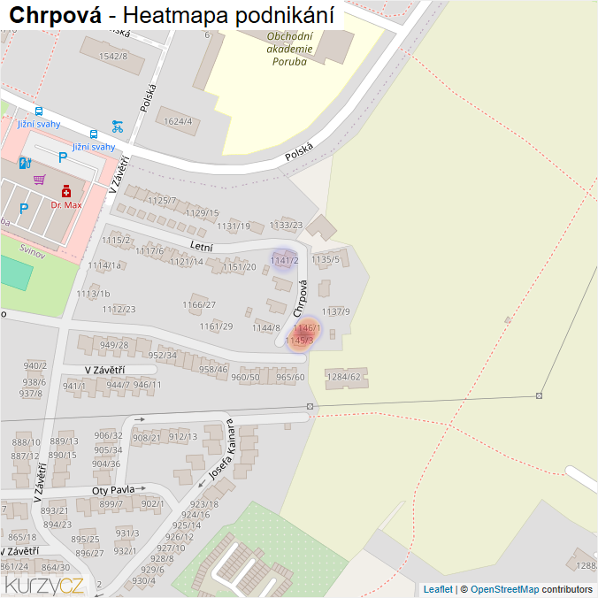 Mapa Chrpová - Firmy v ulici.