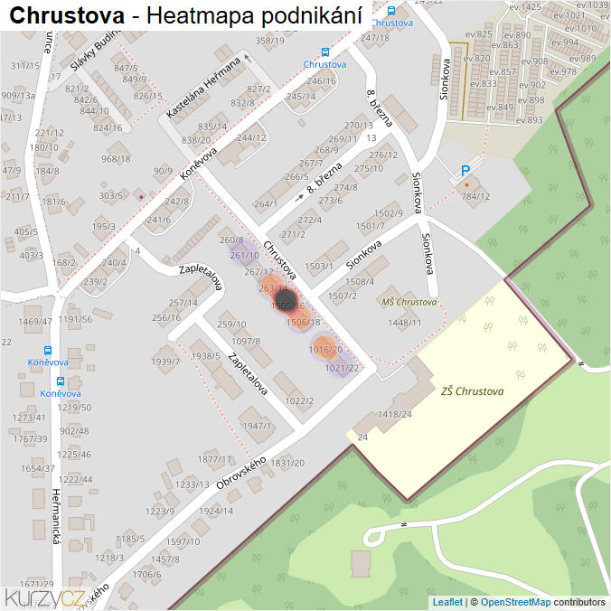 Mapa Chrustova - Firmy v ulici.