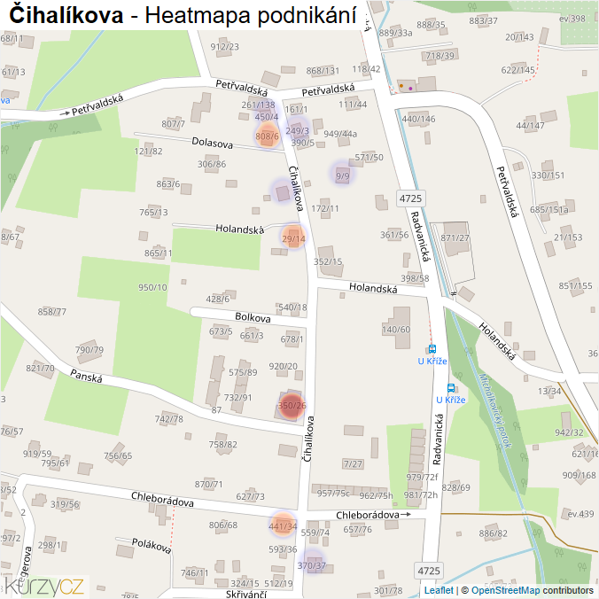 Mapa Čihalíkova - Firmy v ulici.