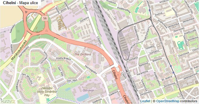 Cihelní - mapa ulice