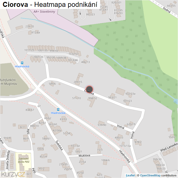 Mapa Ciorova - Firmy v ulici.