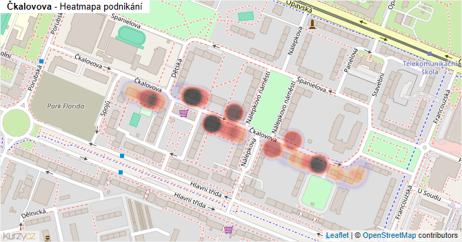 Čkalovova - mapa podnikání