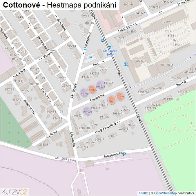 Mapa Cottonové - Firmy v ulici.
