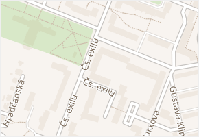 Čs. exilu v obci Ostrava - mapa ulice