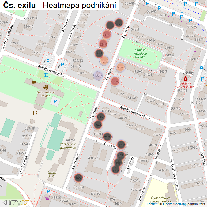 Mapa Čs. exilu - Firmy v ulici.
