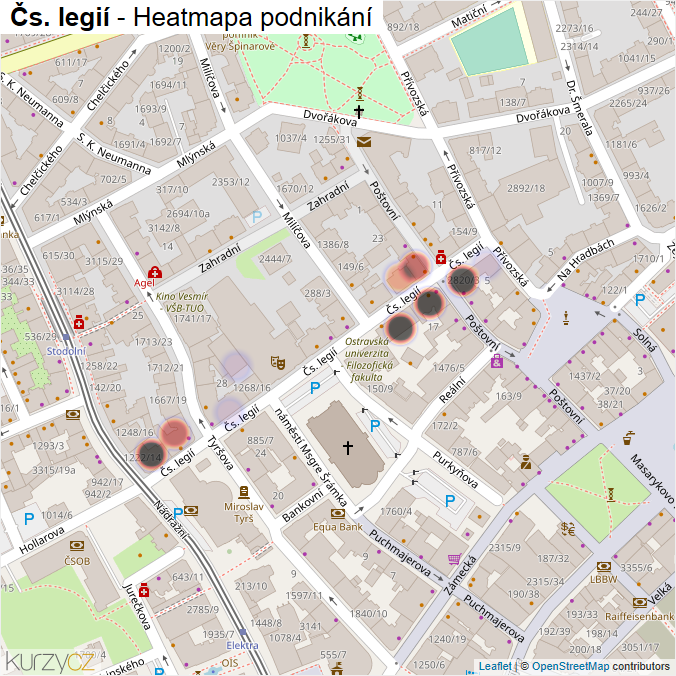 Mapa Čs. legií - Firmy v ulici.