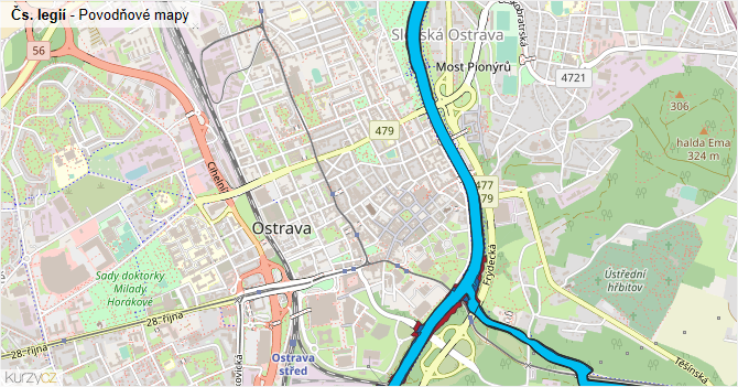 Čs. legií - záplavové mapy stoleté vody