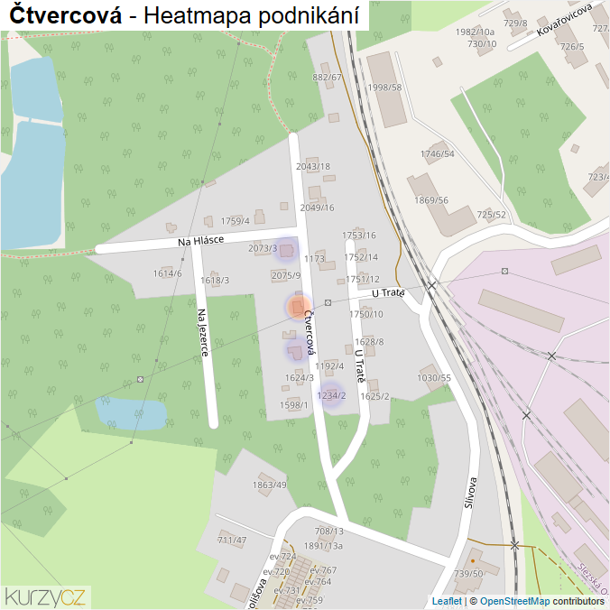 Mapa Čtvercová - Firmy v ulici.