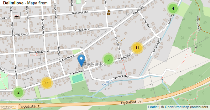 Dalimilova - mapa firem