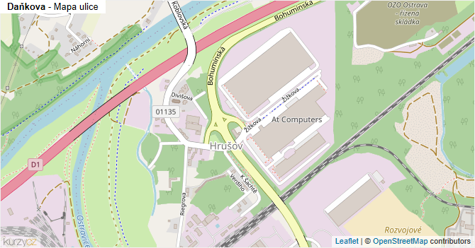 Daňkova - mapa ulice