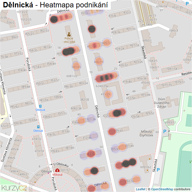 Mapa Dělnická - Firmy v ulici.