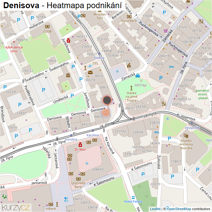 Mapa Denisova - Firmy v ulici.