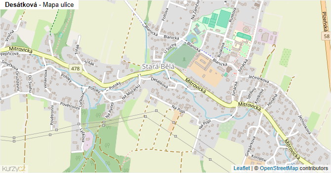 Desátková - mapa ulice