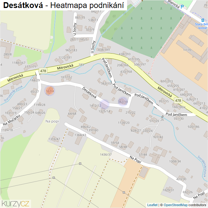 Mapa Desátková - Firmy v ulici.
