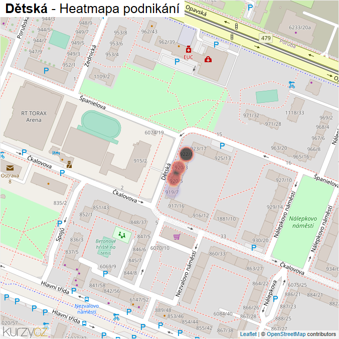 Mapa Dětská - Firmy v ulici.