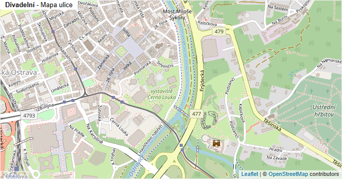 Divadelní - mapa ulice