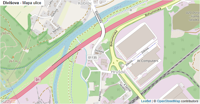 Divišova - mapa ulice