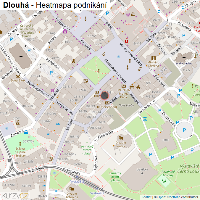 Mapa Dlouhá - Firmy v ulici.