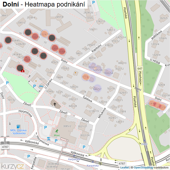 Mapa Dolní - Firmy v ulici.