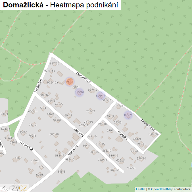 Mapa Domažlická - Firmy v ulici.