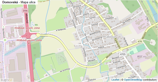 Domovská - mapa ulice