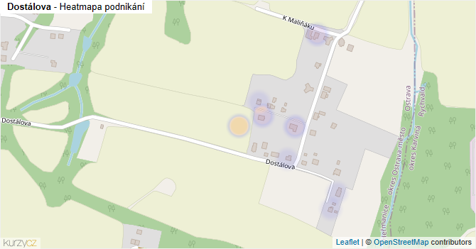 Dostálova - mapa podnikání