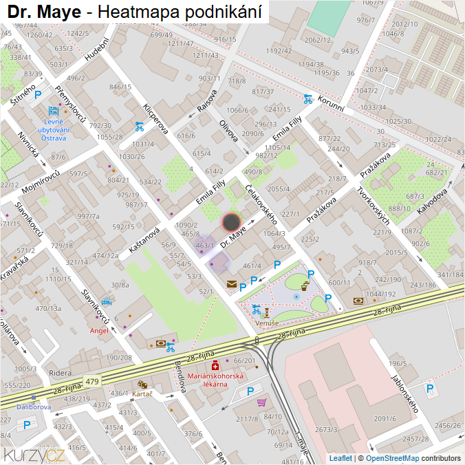 Mapa Dr. Maye - Firmy v ulici.